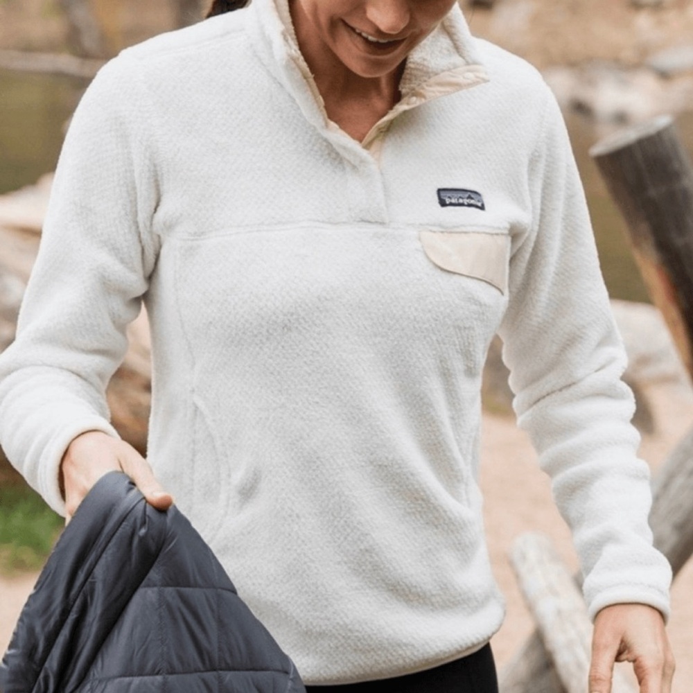 PATAGONIA Women's Re-Tool Snap-T Fleece Pullover white size S cozy soft jacket